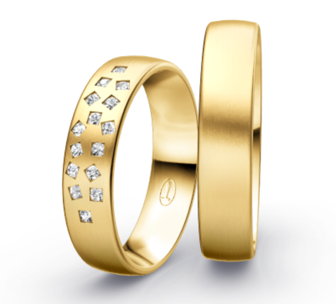Imagem de aliança em Ouro 14k  HonneyMoon com 5mm de largura e Diamantes Naturais