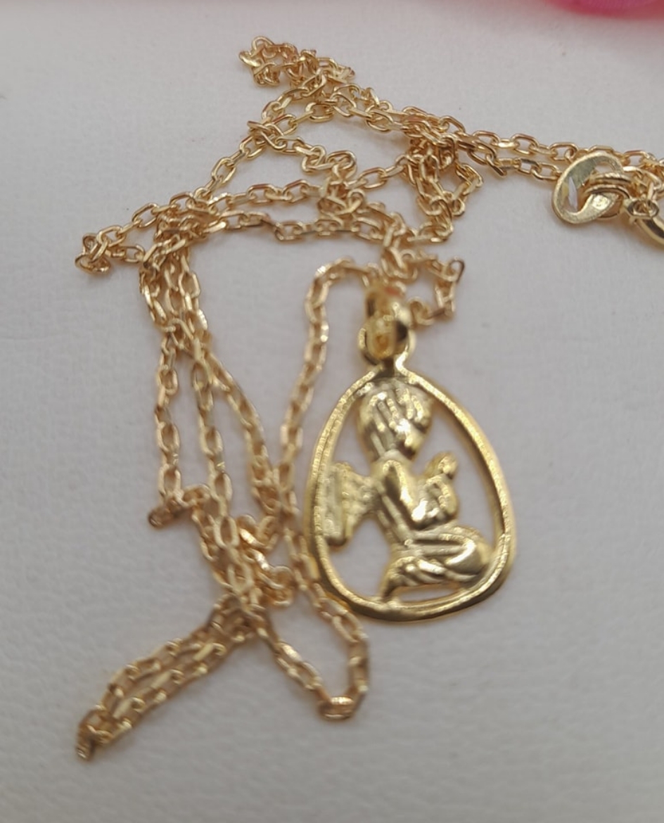 Imagem de Conjunto Fio em Prata dourada com 45cm + anjinho