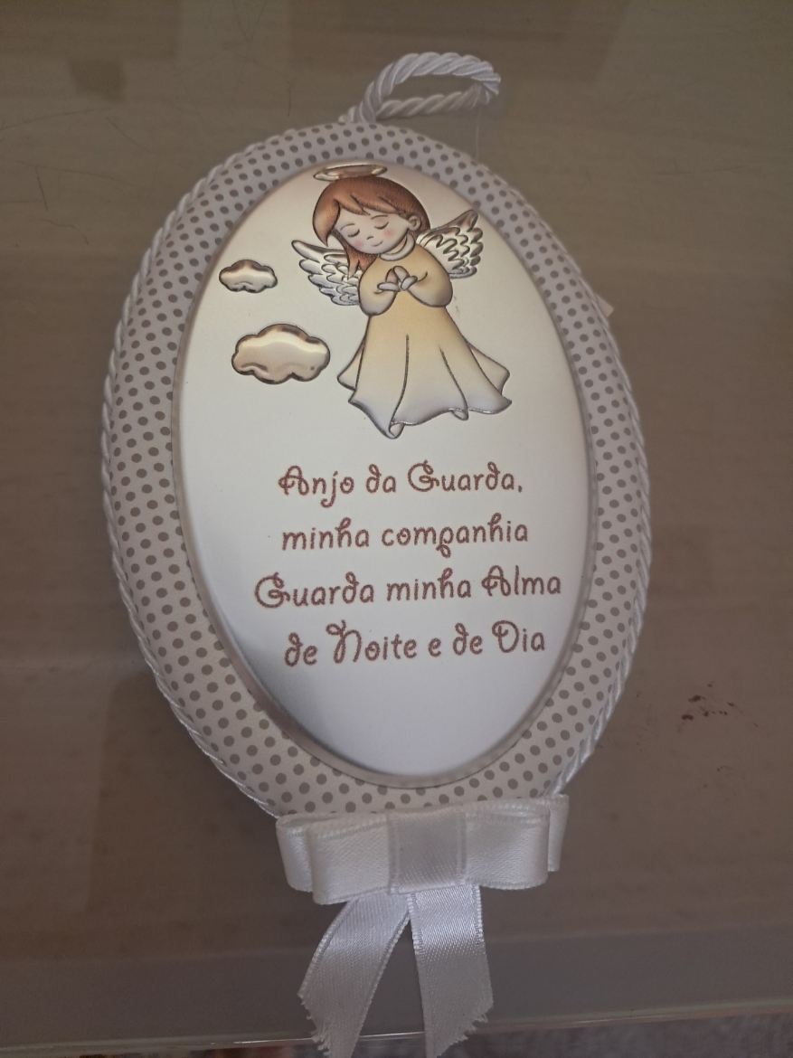 Imagem de  Medalha de Berço com oração de Anjo da Guarda - Musical- 15x9 