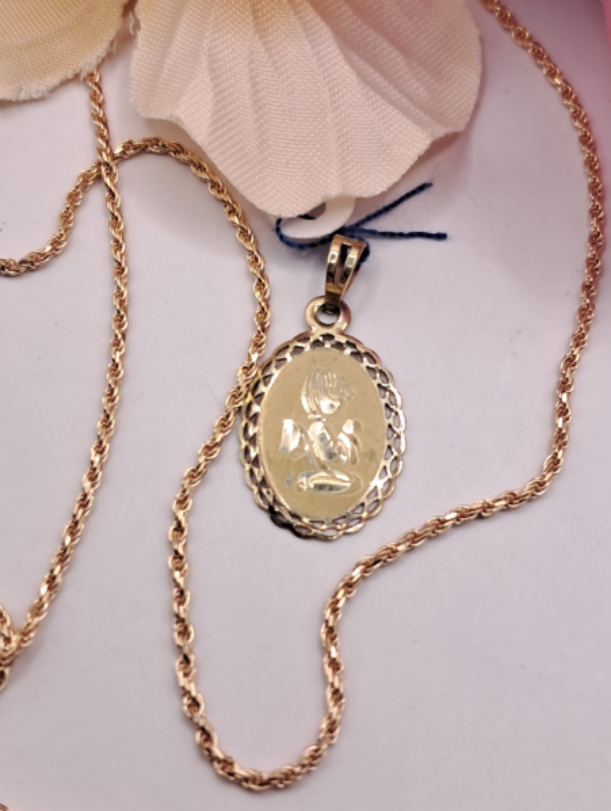 Imagem de Fio em Ouro 9k com 2.5g e 50cm + Medalha Anjinho 
