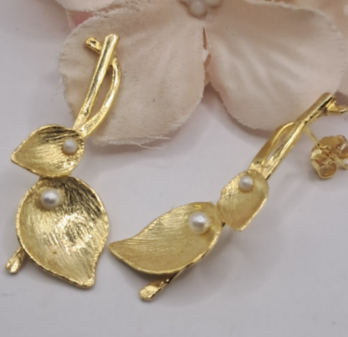 Imagem de Brincos em Prata Dourada com 4cm