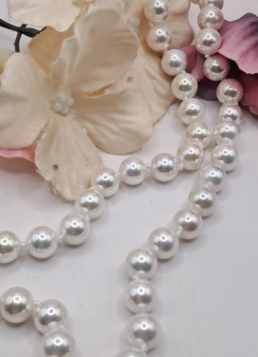 Imagem de Colar de Perolas com Prata 50cm