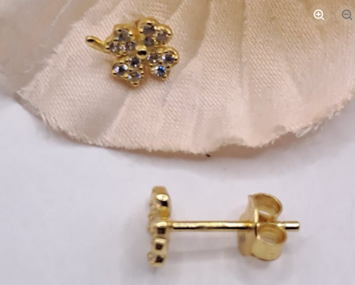 Imagem de Brincos em Prata dourada com Zirconias